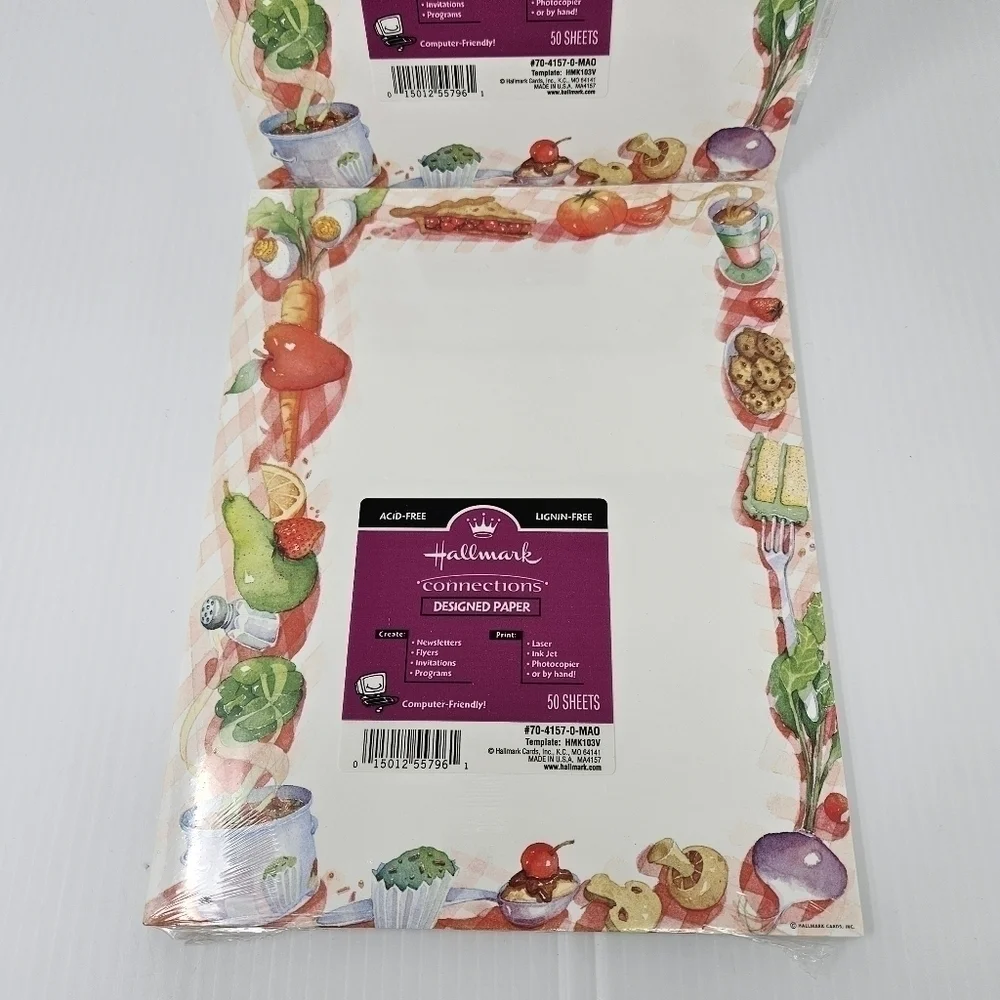 Hallmark Computer Paper 100 Sheets Food Themed Picnic Party Menu Invitations New